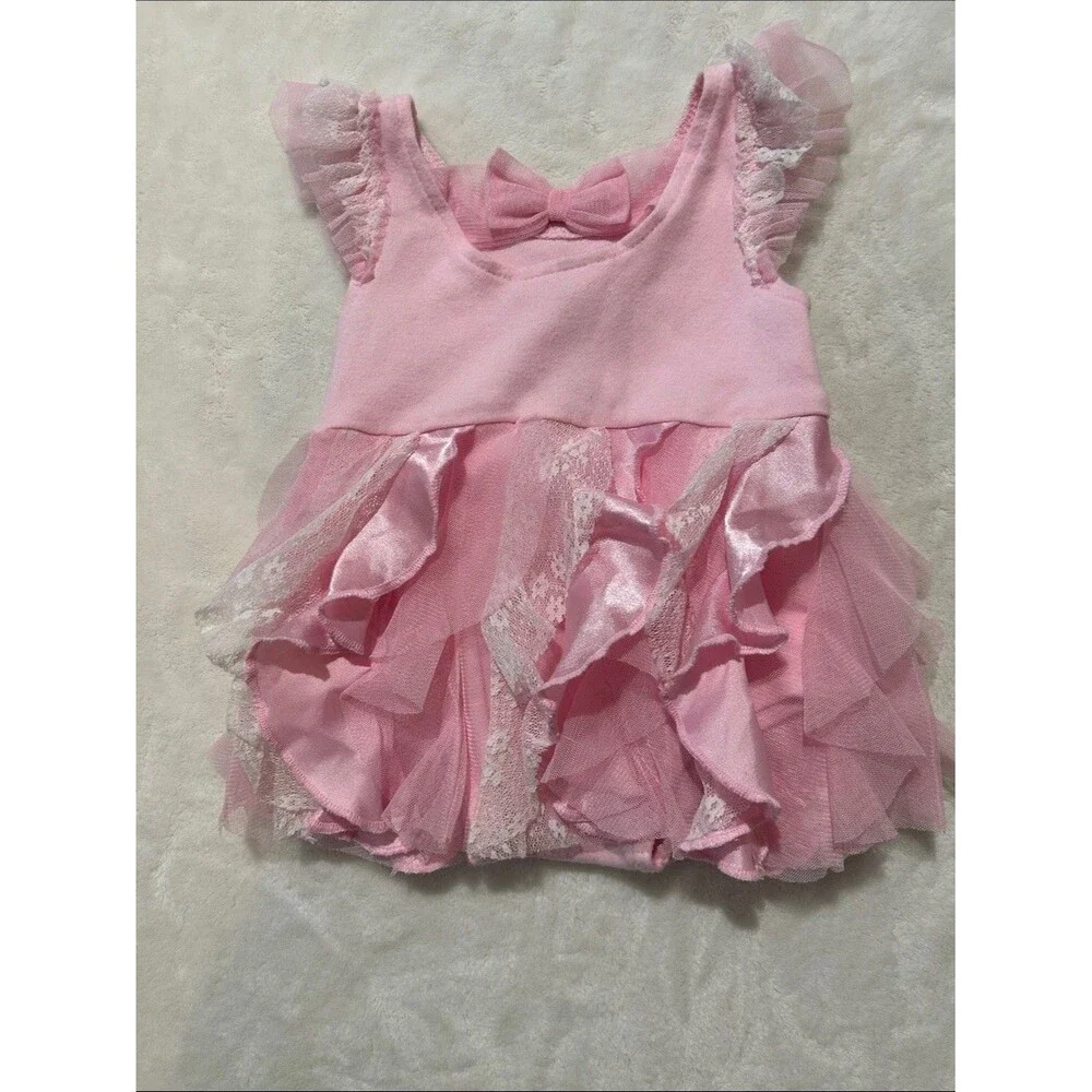 Pink coquette girls Lace one piece outfit